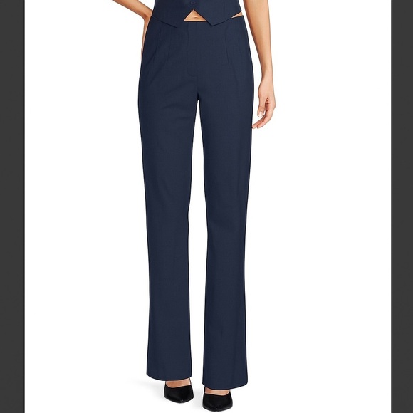 NWT Antonio Melani Kendall Linen Trouser Career Core Pants Navy Size 2 - Picture 1 of 14